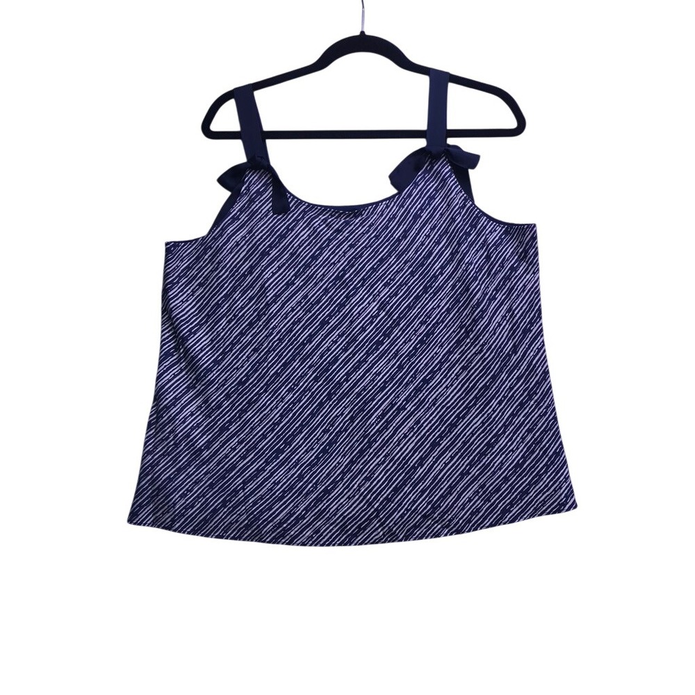 NIC+ZOE Tank Top Womens XL Blue White Striped Tie Shoulder Sleeveless New